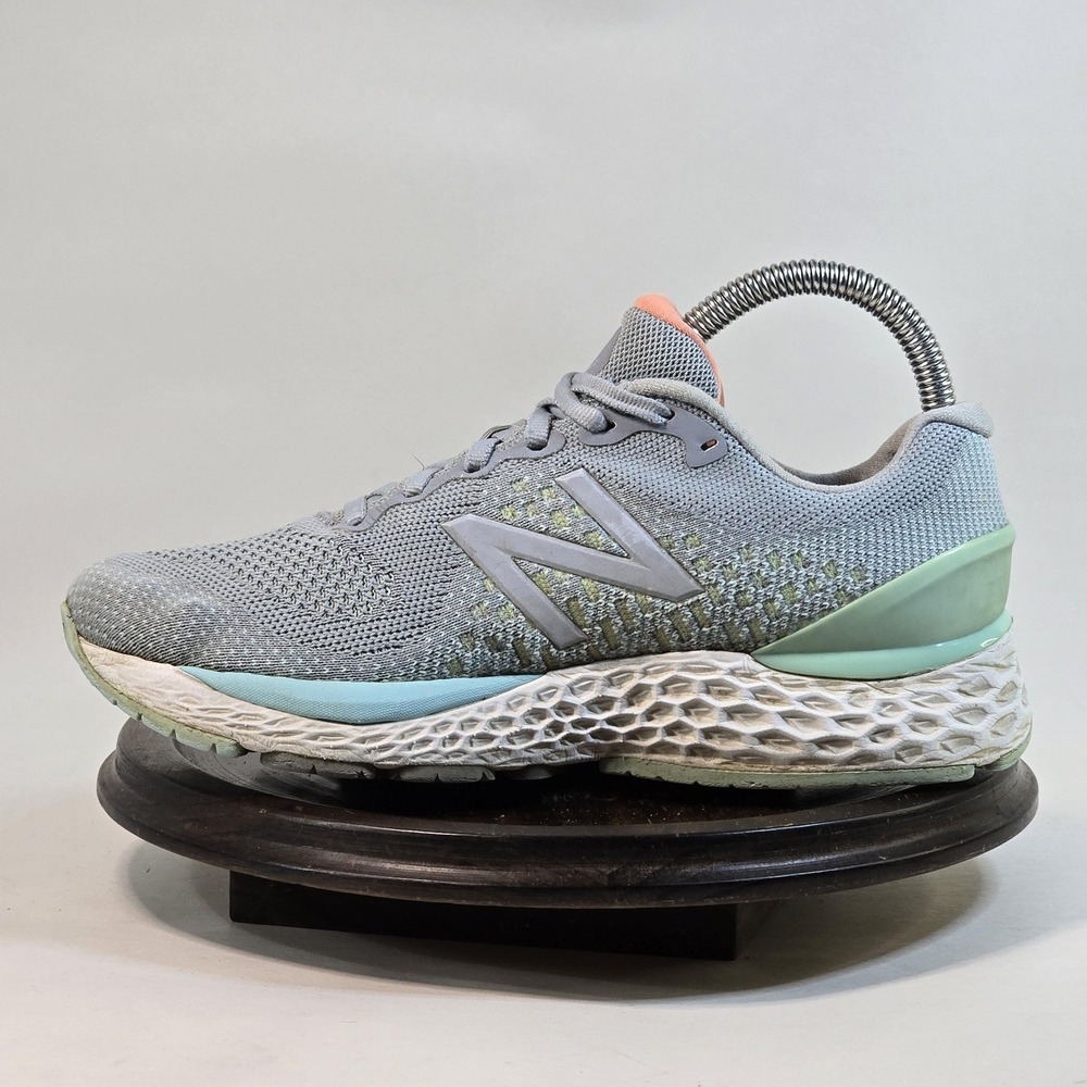 New Balance Women's Light Blue and Mint Athletic Running Shoes with Coral Tongue - Picture 8 of 11